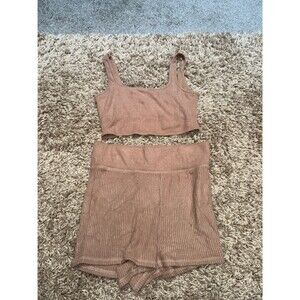 Abercrombie & Fitch knit 2 piece loungewear set in brown size medium